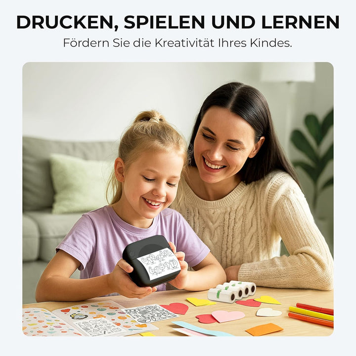 AgoDeo Mini Drucker Geschenkset - 300 DPI HD Qualität - Sofort PrintPod - Fotodrucker für Smartphone