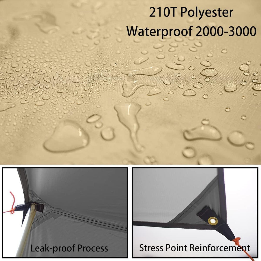 Baogu 3x3m Zeltdach Zeltplane Camping Tarp mit Stützstange, Erdnägeln und Nylonschnur Orange, Orange