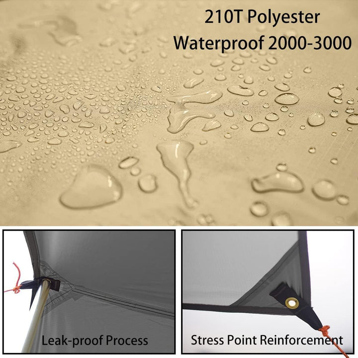 Baogu 3x3m Zeltdach Zeltplane Camping Tarp mit Stützstange, Erdnägeln und Nylonschnur Orange, Orange