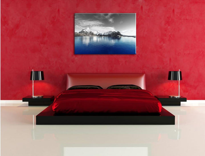 Pixxprint Lofoten in Norwegen als Leinwandbild/Grösse: 100x70 cm/Wandbild/Kunstdruck/fertig bespannt