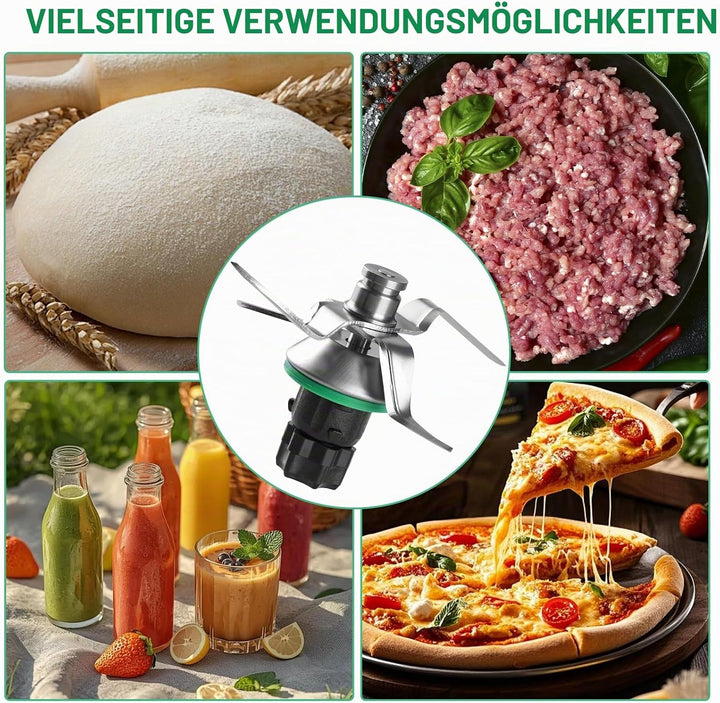Messer für Vorwerk Thermomix TM5 TM6, Ersatzmesser Mixmesser mit Dichtring, Edelstahl-Teigmesser, Ed