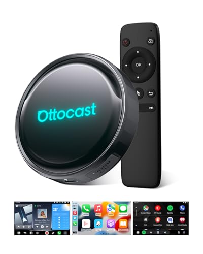 (2026 Neu) OTTOCAST P3 Pro CarPlay AI Box mit Fernbedienung, 3-in-1 Wireless CarPlay & Android Auto