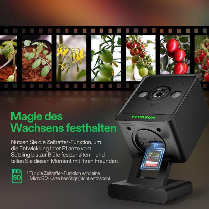 VIVOSUN GrowCam C4 2K QHD WLAN Smart Kamera für Growzelt & Indoor Pflanzen, mit Zeitraffer, Nachtsic