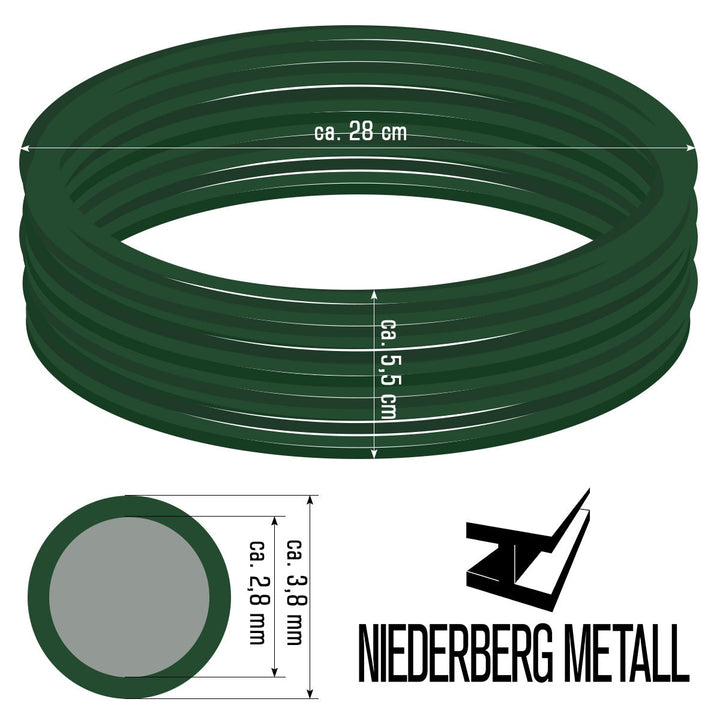 NIEDERBERG METALL 70m Spanndraht 3,8mm - Bindedraht Grün Ummantelt - Maschendraht Zaun Metall Draht