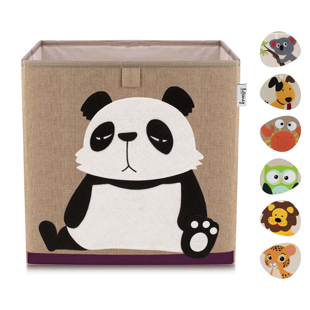 Aufbewahrungsbox Kinder mit Panda Motiv I Spielzeugbox mit Tiermotiv passend für Würfelregale I Ordn