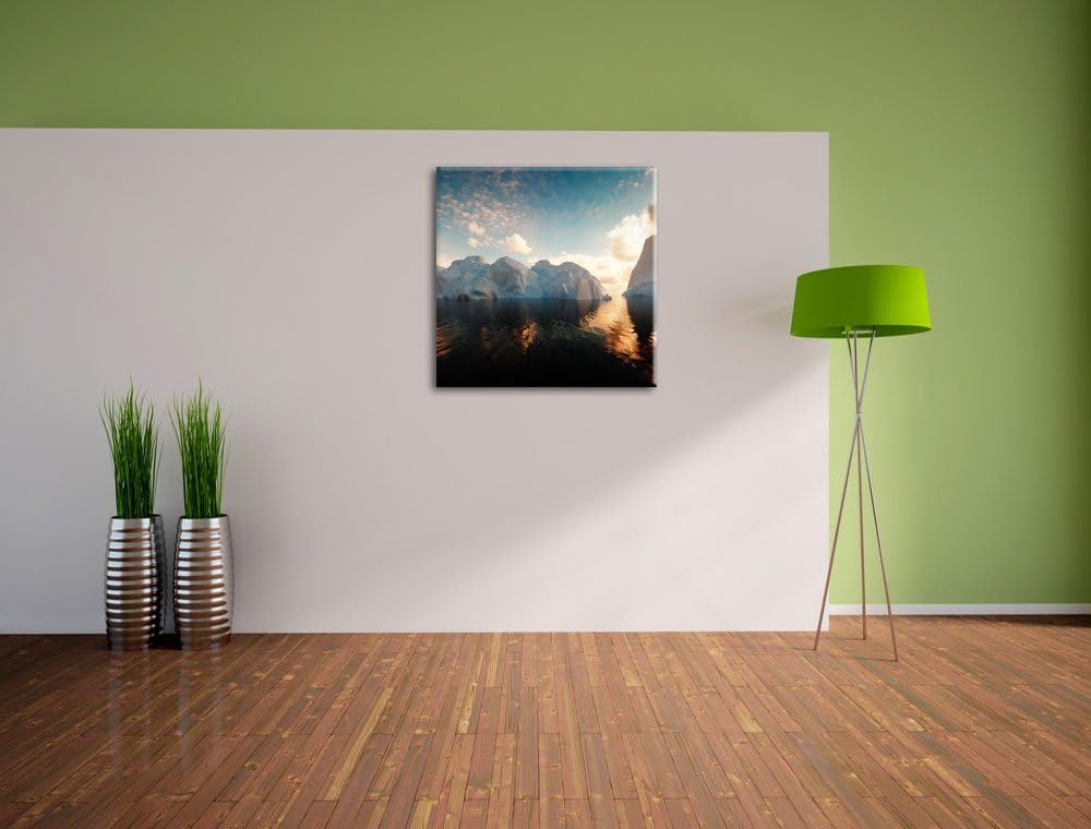 Pixxprint Eisschollen in der Antarktis als Leinwandbild | Grösse: 70x70 cm | Wandbild| Kunstdruck |