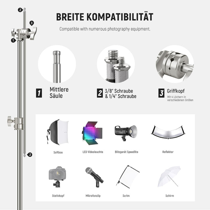 Neewer SC320Q SC320Q C-Ständer aus Edelstahl, strapazierfähig, mit Galgenarm, schnelle Einrichtung,