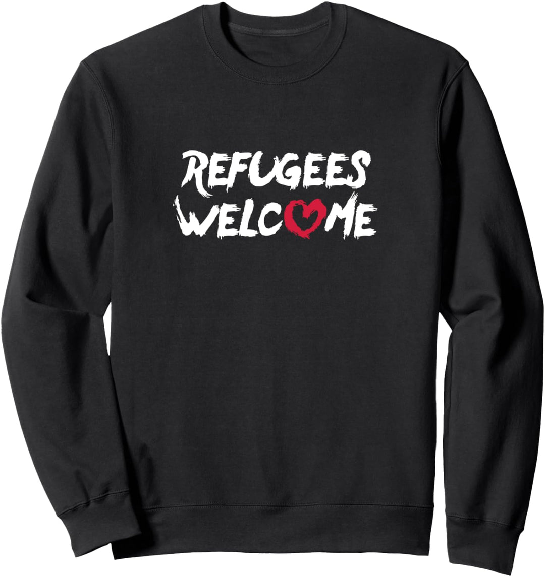 Refugees Welcome mit Herz Statement Sweatshirt