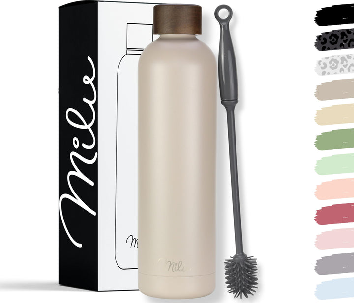 Milu Thermosflasche 1L Isolierte Edelstahl Thermo Trinkflasche Thermoskanne Auslaufsichere Isolierfl
