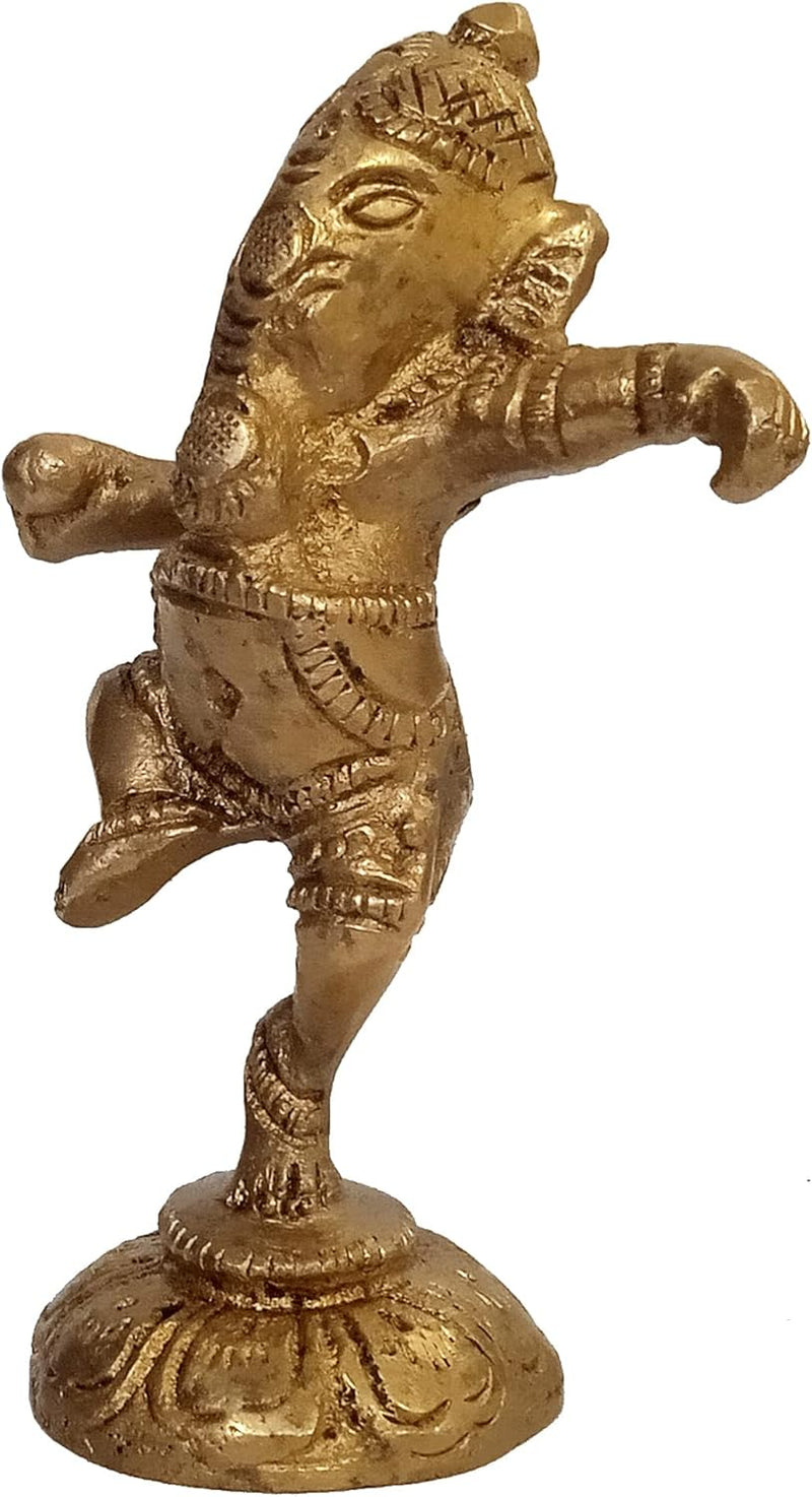 Purpledip Messing-Statue: Tanzender Ganesha (Ganapathi/Vinayaka) Idol in einzigartiger Haltung (1108