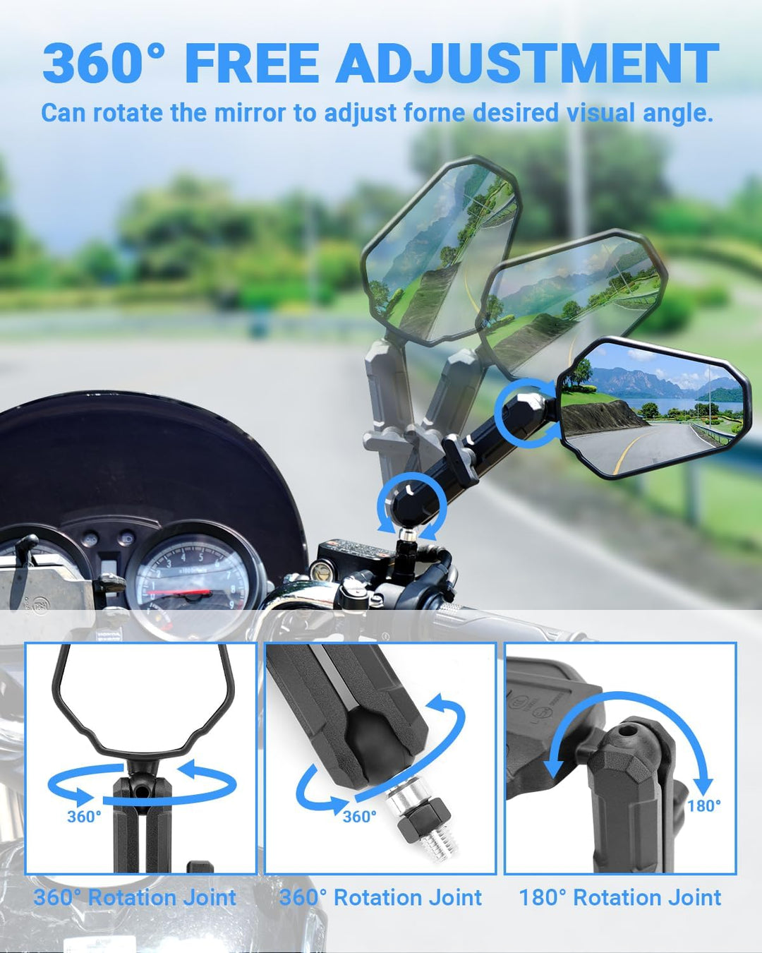 SUPAREE Universal Motorrad Rückspiegel Motorrad Spiegel Klappbar Offroad motorrad Spiegel e-Geprüft