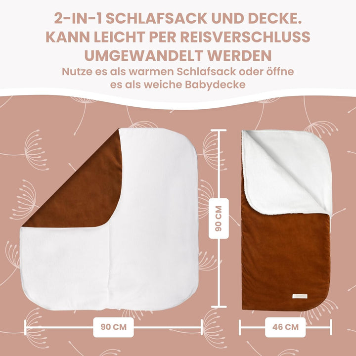 MIMUSELINA Einschlagdecke Babyschale Winter Universal | 2-in-1 Fusssack (92x46 cm) & Decke (92x92 cm