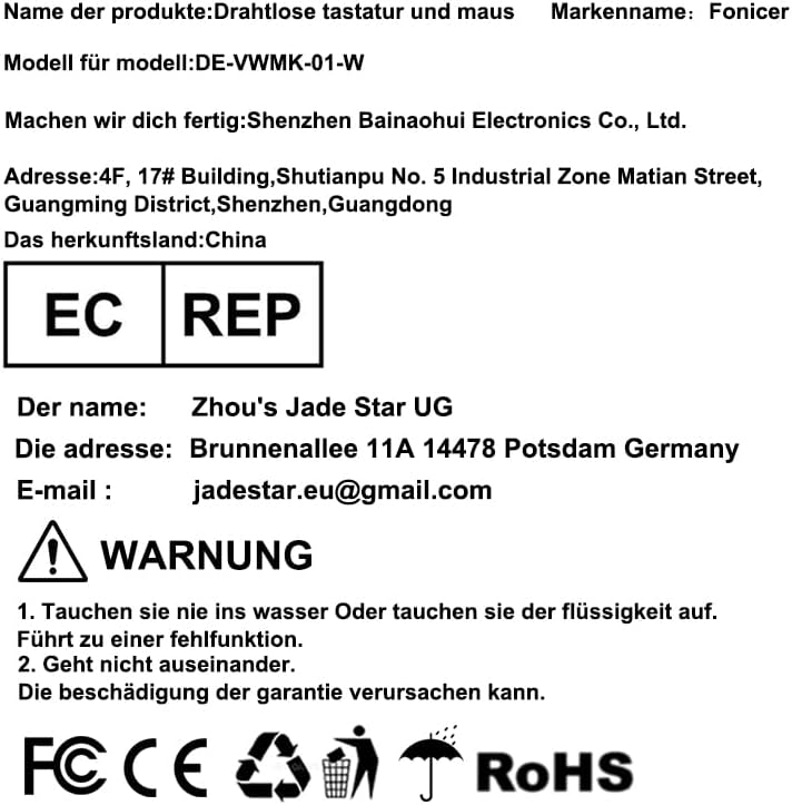 2,4 GHz Kabellose Vertikale Ergonomische Maus und Tastatur Combo Ultradünne tragbare Grösse für PC D