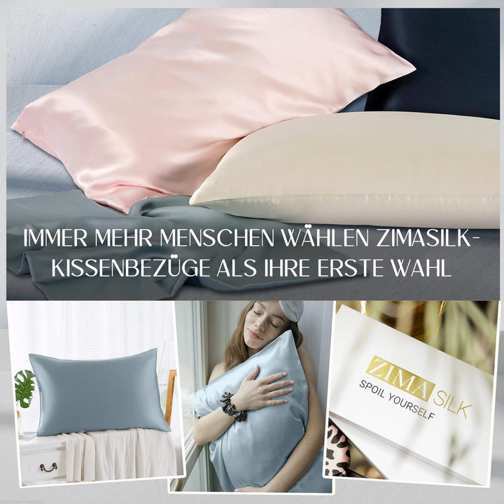 ZIMASILK Kissenbezug aus 100% Seide für Haare und Haut. Doppelseitige 19 Momme Reine Maulbeerseide K