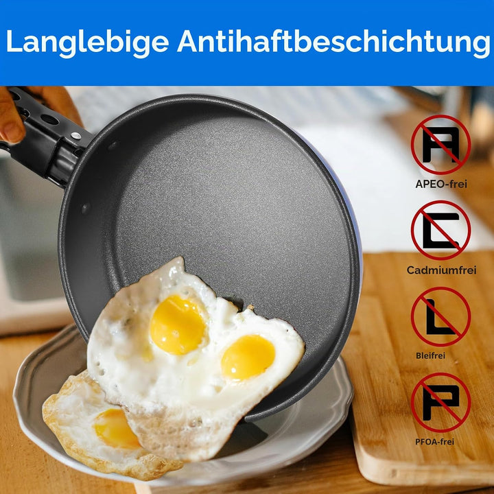 Odoland 5pcs Camping Geschirr Set, Antihaft-Leichtgewicht Topf Pfanne Kettle Set mit einem abnehmbar