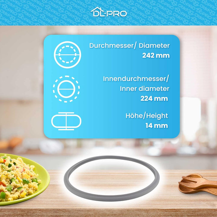 DL-pro Dichtung Schnellkochtopf [Ø 22cm] für WMF Perfect & Perfect Plus 60.6855.9990, 60.6855.9997 -