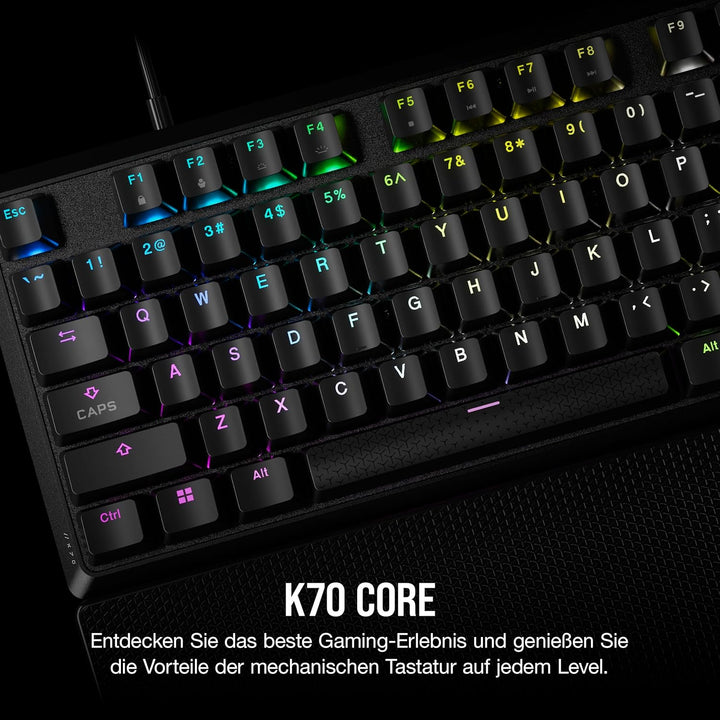 Corsair K70 CORE RGB Mechanische Gaming-Tastatur Mit Handballenauflage - Vorgeschmierte MLX Red Line
