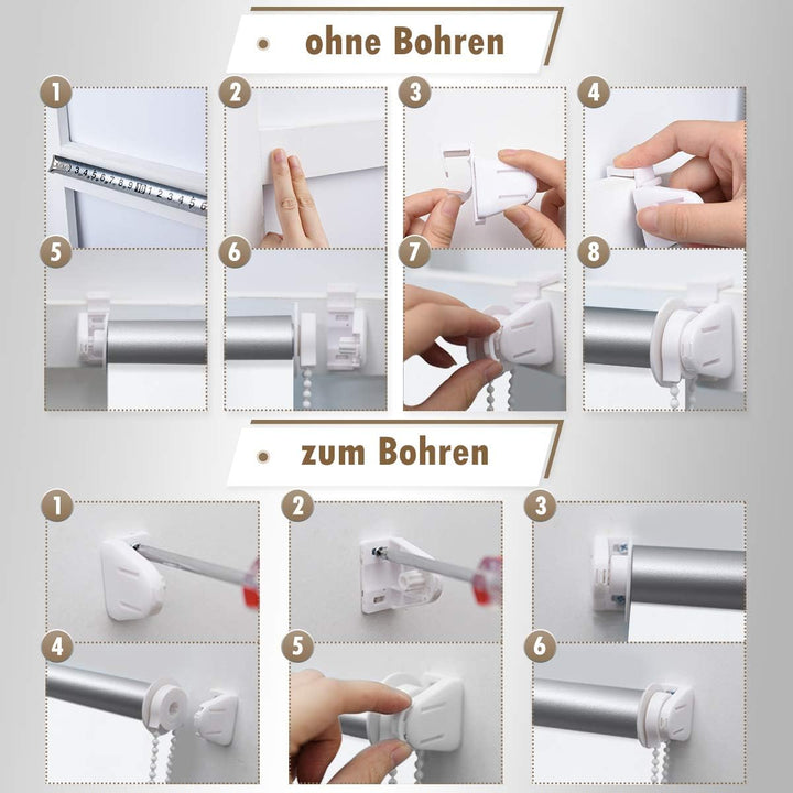 Verdunklungsrollo Klemmfix Rollo ohne Bohren Dunkelgrau B40 x H150cm-Stoffbreite 35cm Fenster Verdun