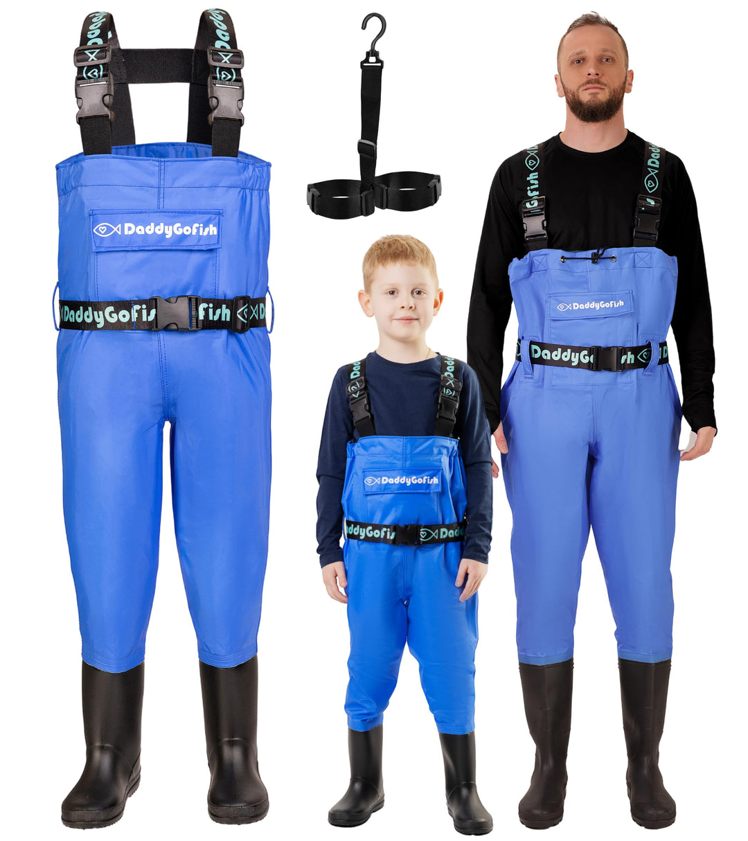 DaddyGoFish Wathose Für Kinder Und Erwachsene, Wathose Zum Angeln Und Jagen Mit Einer Tasche Und Ein