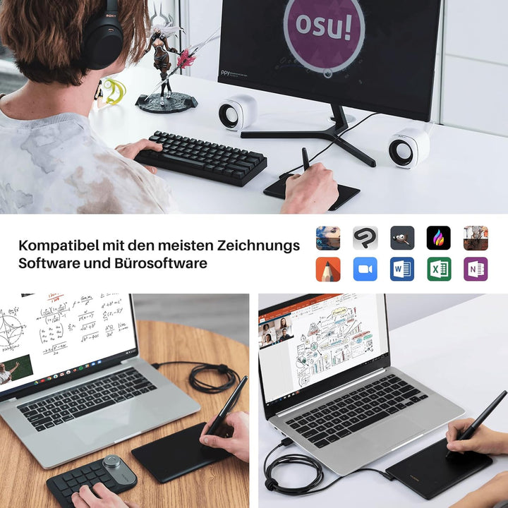 HUION Inspiroy H420X Grafiktablett, 4.17 x 2.6 Zoll Zeichentablett, Pen Tablet mit 8192 Drucksensiti