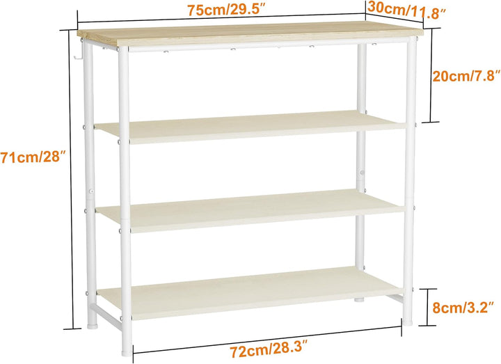 HOMIDEC Schuhregal,4-Ebenen Schuhablage mit Holzbrett als oberstes Regal,Schuhaufbewahrung für 12-16