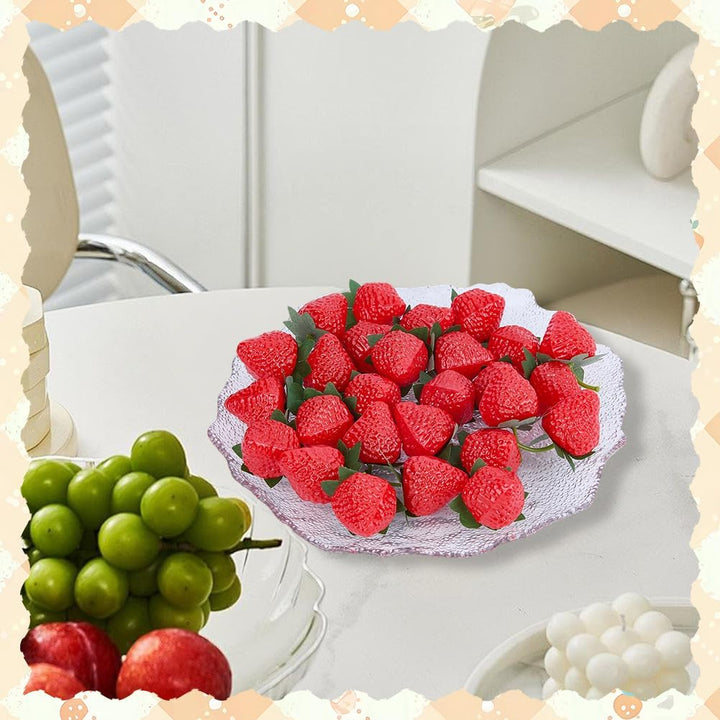 50 Stück Künstliche Erdbeeren Deko Kunststoff Erdbeeren Spielzeug Lebensmittel Plastik Kunstfrüchte