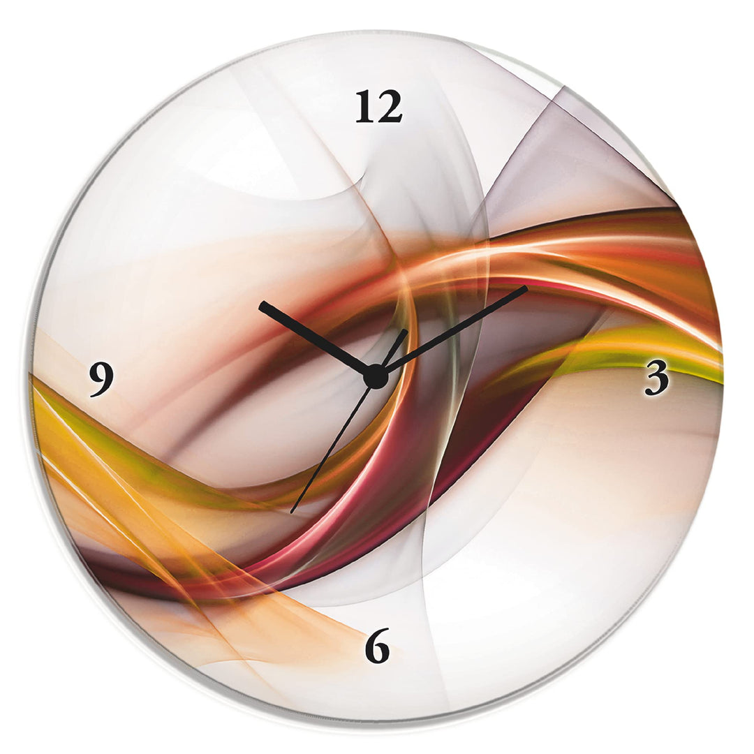 ARTLAND Wanduhr ohne Tickgeräusche Glas Quarzuhr Ø 30 cm Rund Lautlos Abstrakt Modern Design Ausgefa
