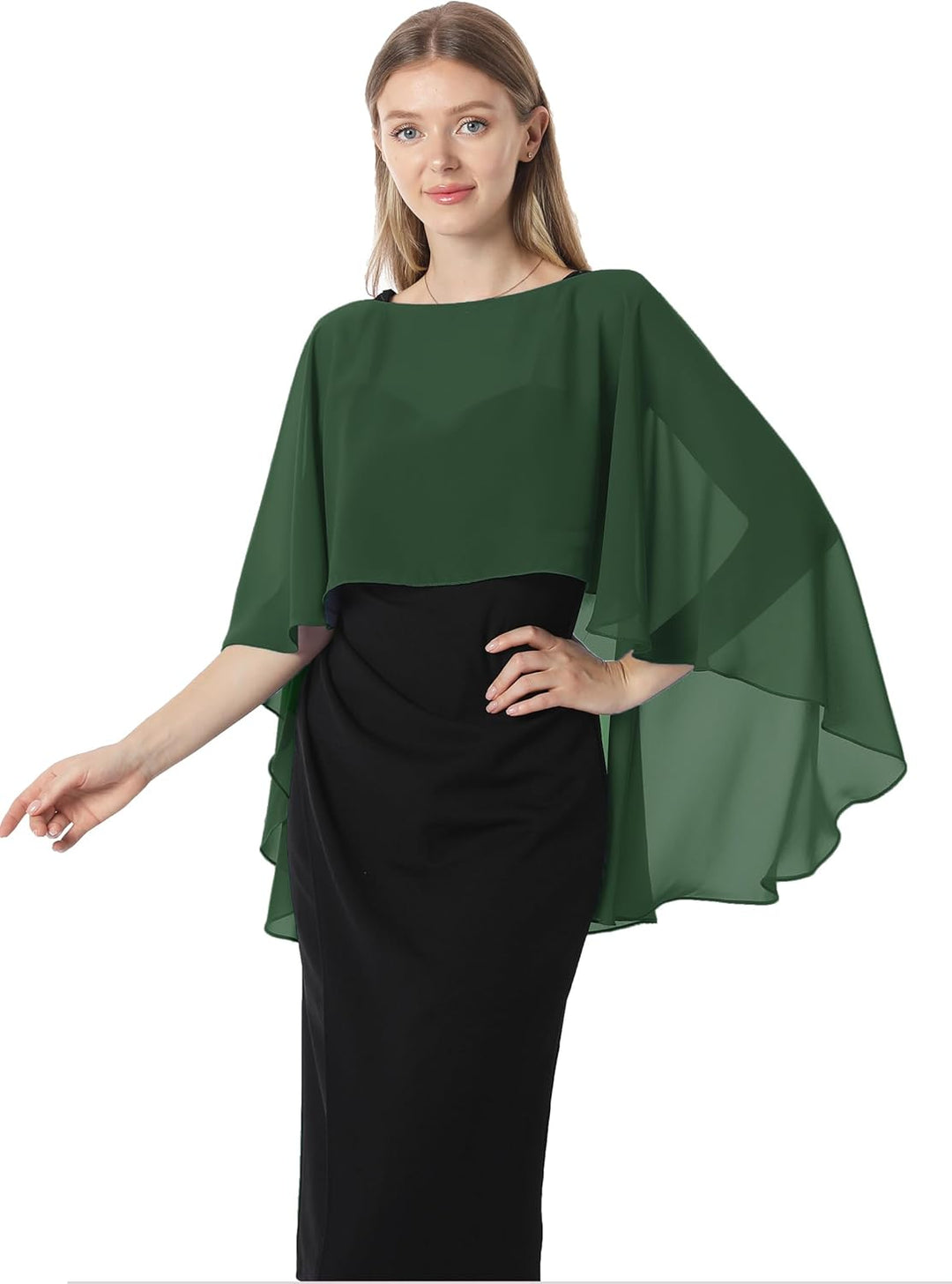 Damen Chiffon-umhang001 Pashmina-Schal Einheitsgrösse Moosgrün, Einheitsgrösse Moosgrün