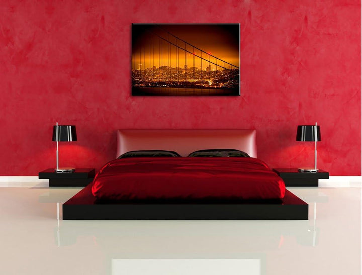 San Francisco Skyline Format: 100x70 auf Leinwand, XXL riesige Bilder fertig gerahmt mit Keilrahmen,