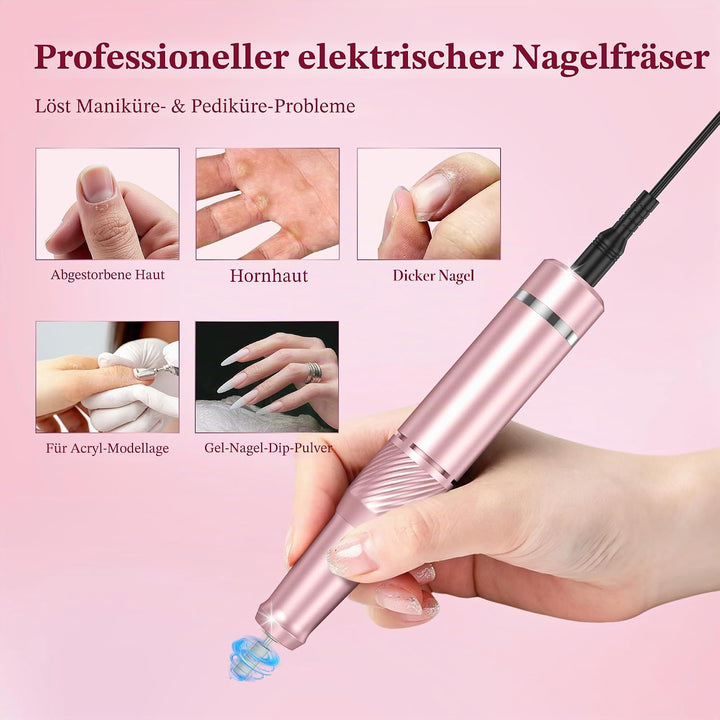 Elektrische Nagelfräser - Professionell Nagelfeile für Gelnägel & Acrylnägel - 45000 u/min Kabellose