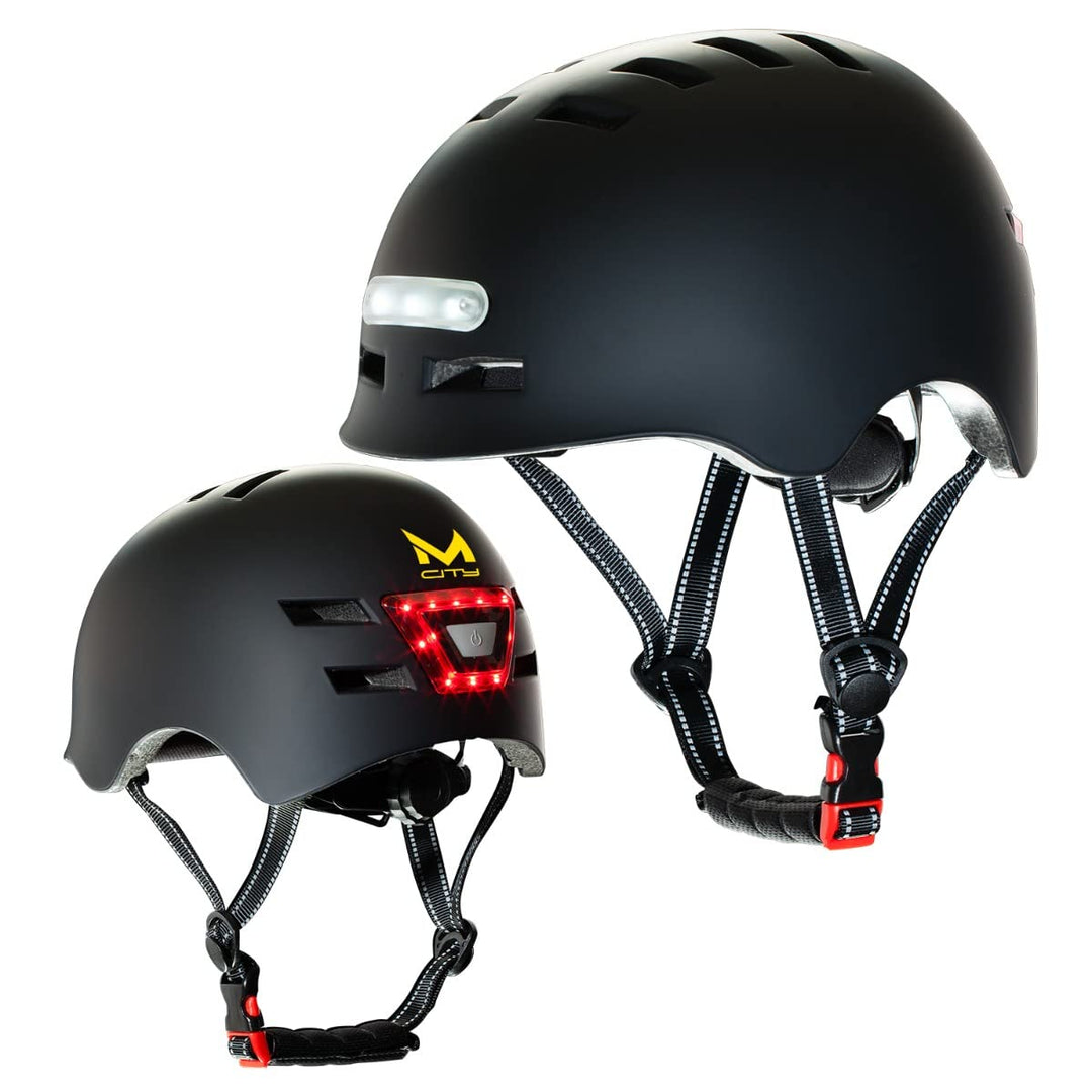 MOLTO - LED-Helm für Erwachsene mit Front- und Rücklicht, ideal für Elektroroller, Fahrräder, Roller