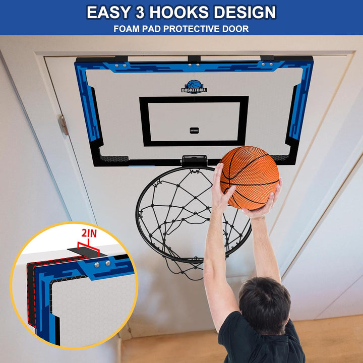 HYES 24" x 16" Grosser Basketballkorb Indoor für Kinder, Basketball Korb mit Stabiler Backboards, 2