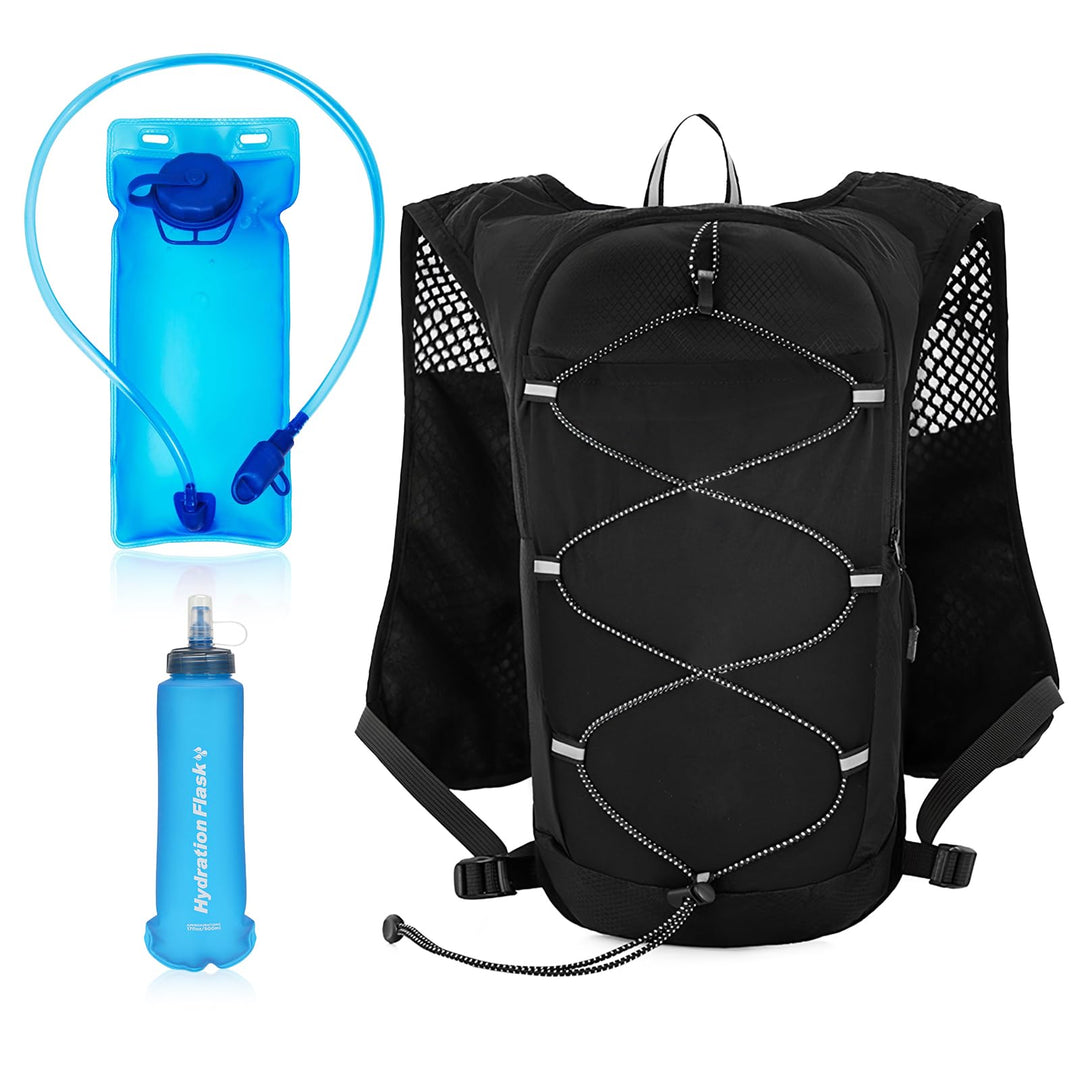 Gewichtsweste, Laufweste Damen Herren mit 2L Trinkrucksack und 500ml Wasserflasche, Laufrucksack mit