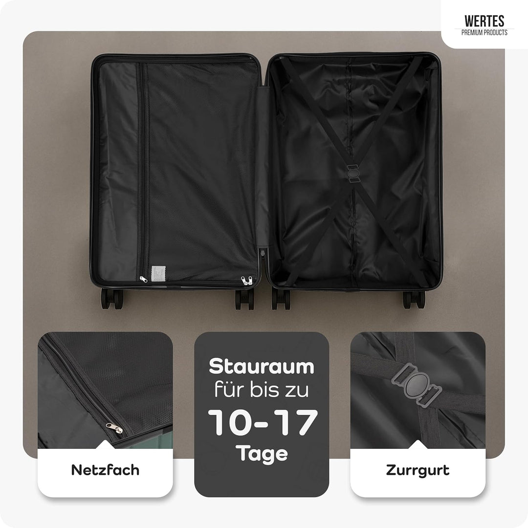 Koffer Gross 77cm - 100L - TSA Schloss Hartschalen Koffer mit Doppelrollen, Reisekoffer, Trolleys, R