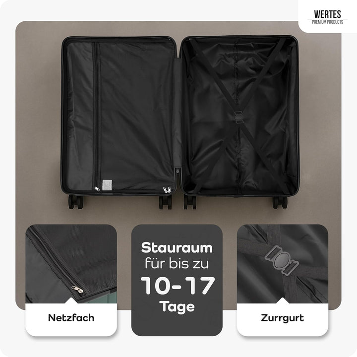 Koffer Gross 77cm - 100L - TSA Schloss Hartschalen Koffer mit Doppelrollen, Reisekoffer, Trolleys, R