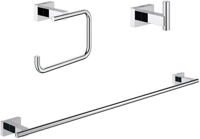 Grohe Essentials Cube Bad Set 3-in-1, chrom (40777001) 4-in-1 eckig Single, 4-in-1 eckig Single