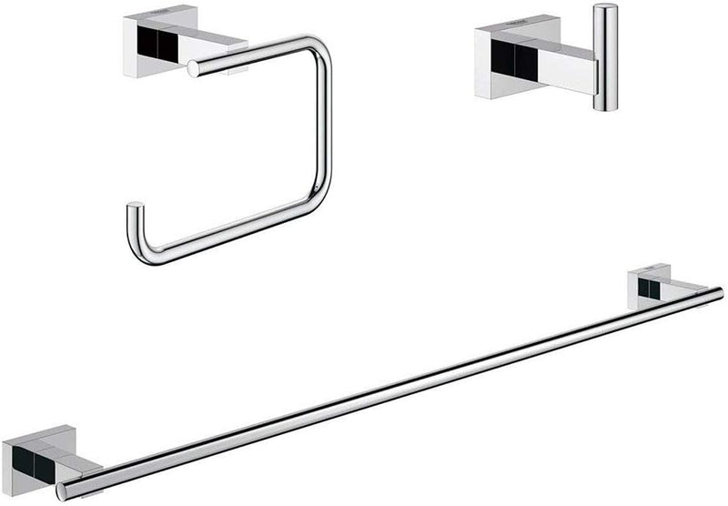 Grohe Essentials Cube Bad Set 3-in-1, chrom (40777001) 4-in-1 eckig Single, 4-in-1 eckig Single