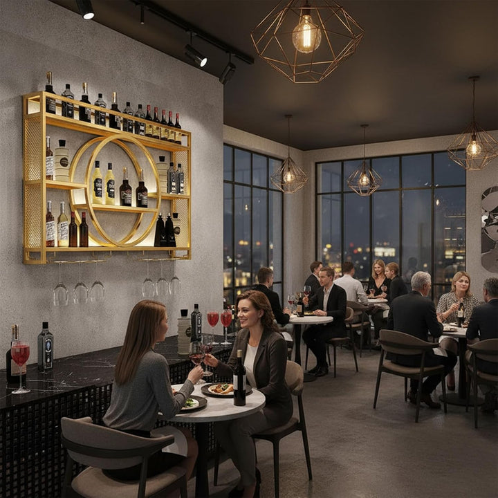 Regal Metall Weinregal Hängend Flaschenregal: Bar Regale Wand Wandmontierte Weinregale Für Bar, Rest