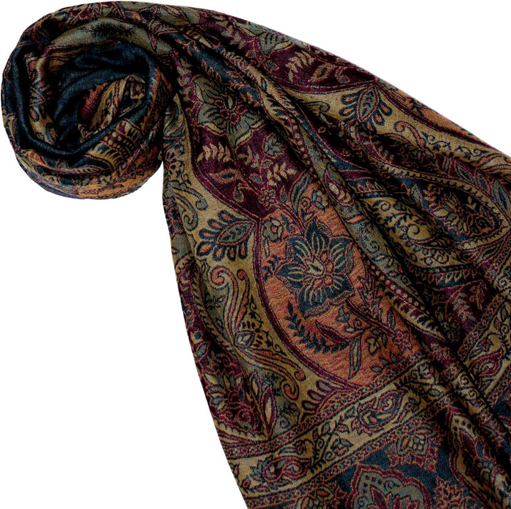 Lorenzo Cana Pashmina Damenschal Schaltuch aus weicher Wolle Paisleymuster bunt mehrfarbig 70 cm x 1