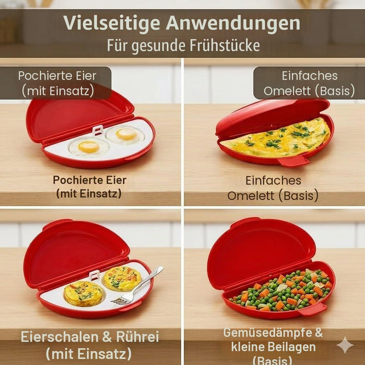 Mikrowellen Eierkocher 2-in-1, Eierkocher Mikrowelle mit Pochierte Eier Form,Vielseitiger Egg Poache