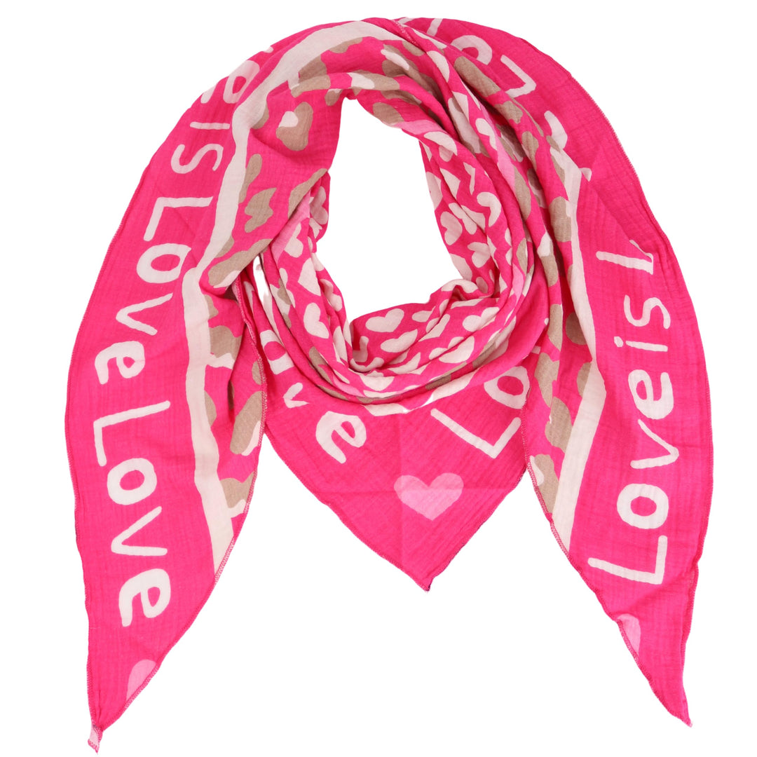 Damen Musselin Halstuch Made in Italy mit Leo Love Paisley Happy– Leichtes Dreieckstuch für Frühling