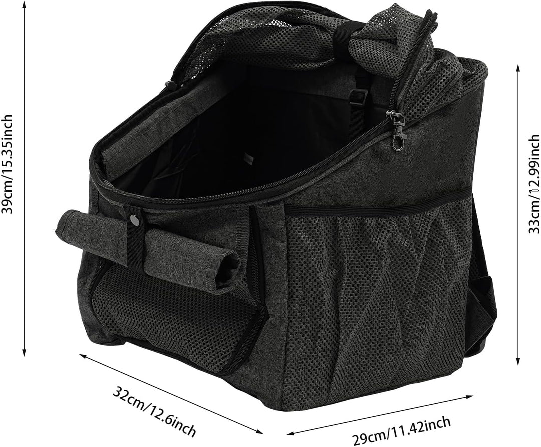Fahrradtasche für Haustiere 2in1, Hundekorb Fahrrad Vorne &amp; Hund Rucksack, Faltbar, Grau, Bis 7,5kg