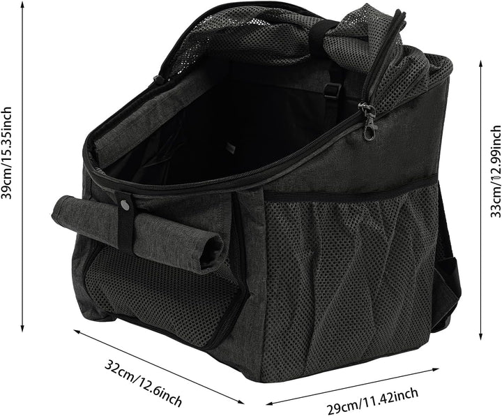 Fahrradtasche für Haustiere 2in1, Hundekorb Fahrrad Vorne &amp; Hund Rucksack, Faltbar, Grau, Bis 7,5kg