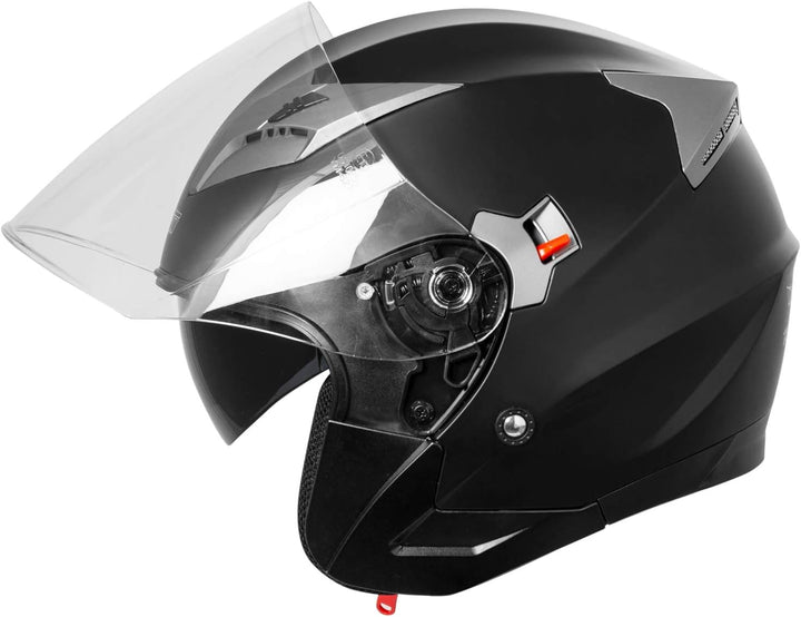 Motorradhelm Helm Sturzhelm Jethelm Roller Innensonnenblende Visier 53-54 cm ( XS) Matt Schwarz, 53-