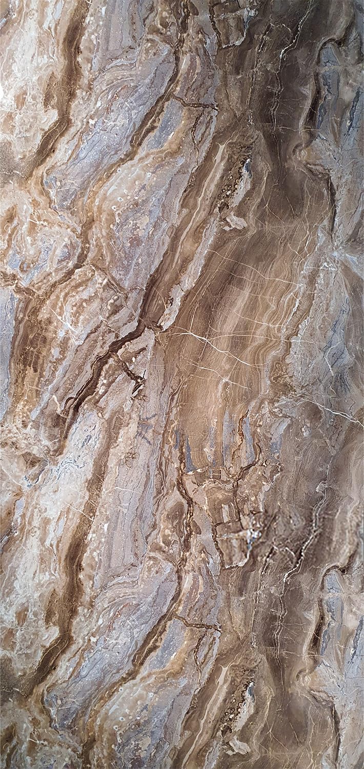 Duschrückwand Wandpaneele 122x244cm in Marmor- und Granitoptik (Arabescato Brown), Badrückwand Dusch