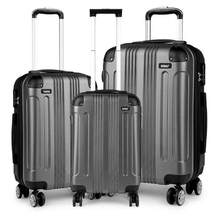 KONO Zwillingsrollen 3tlg. Kofferset Reisekoffer Koffer Trolleys Hartschale ABS Gepäckset in M-L-XL-