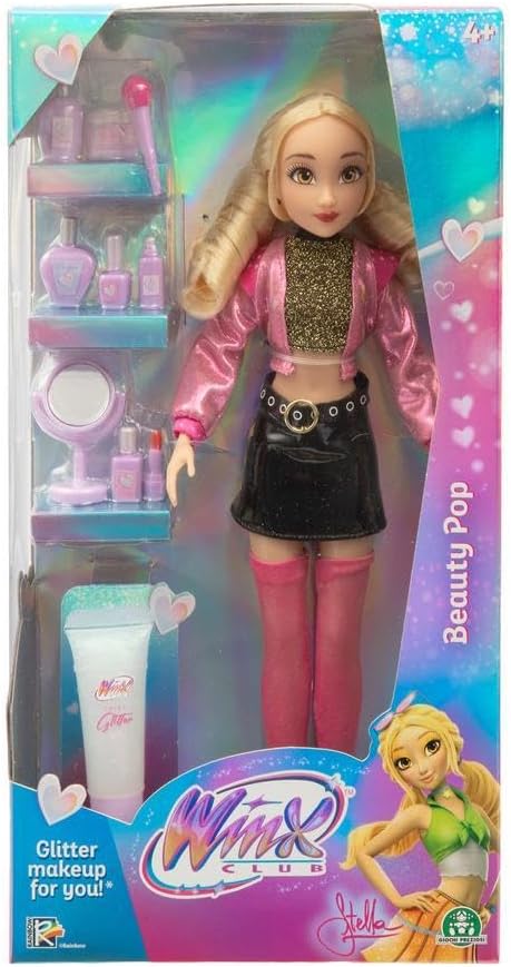 Winx Club Beauty Pop Doll – Stella with Glam Concert Outfit &amp; Glitter Gel – Fully Articulated Fairy