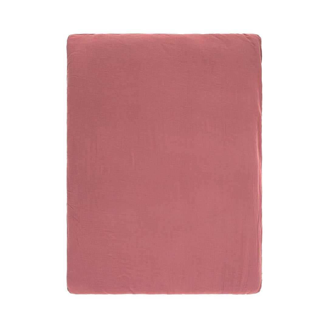 LÄSSIG Baby/Kinder Bettbezug (100 x 140 cm) und Kissen (40 x 60 cm) GOTS Muslin Baumwolle rosewood R