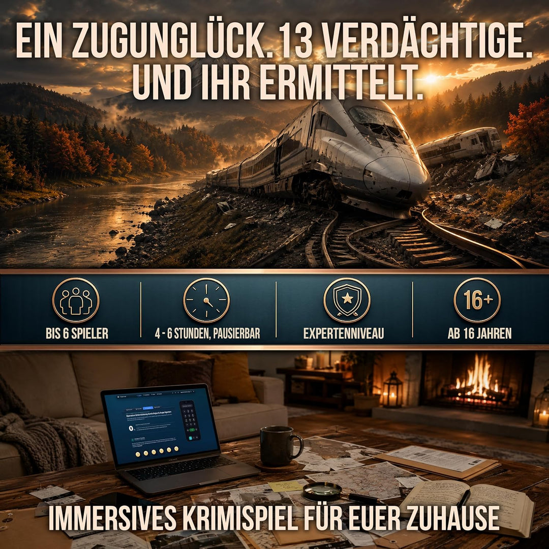 SUSPECTO Krimispiel 2.0 für Erwachsene - Entgleiste Wahrheiten | Interaktive Fallakte, 4-6 Std. | Ta