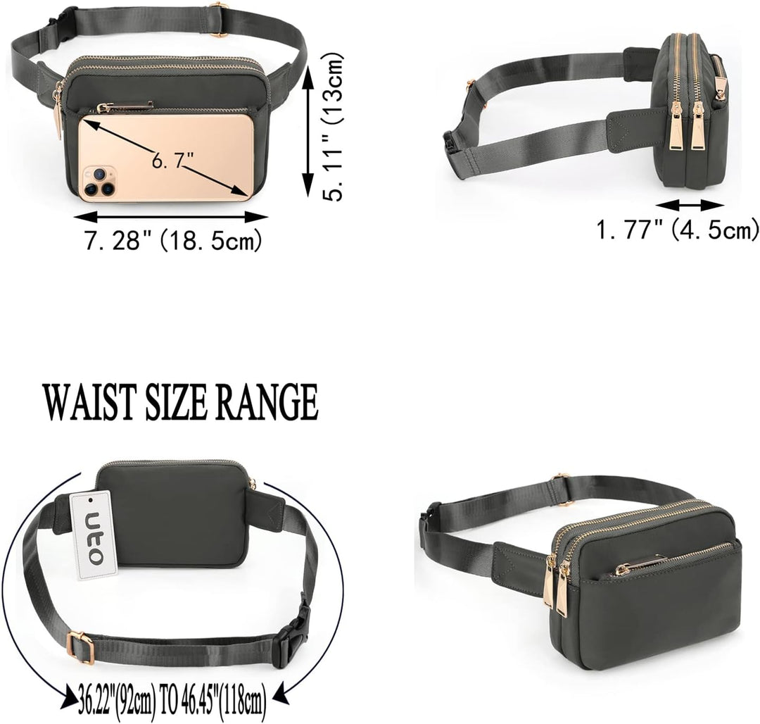 Geldbörse Damen Brieftasche UTO PU Leder Multifunktions Zip um Clutch für Handy 0759a Grau, 0759a Gr